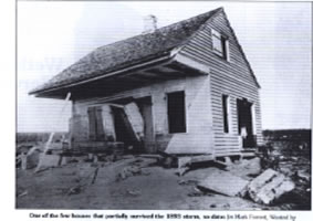 One of four houses that survived